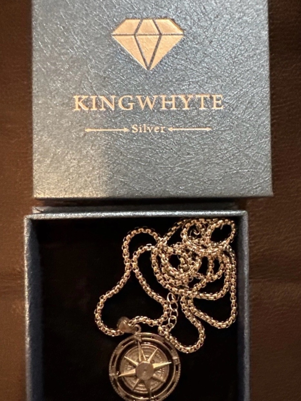 Silver Compass Pendant Necklace in Silver $99.